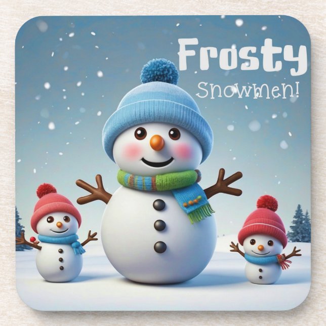 Adorable Frosty Snowmen in Winter Coasters  (Front)