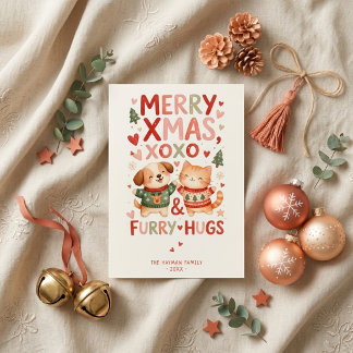Adorable Fun Cherful Christmas Dogs & Cats TMF26 Holiday Card