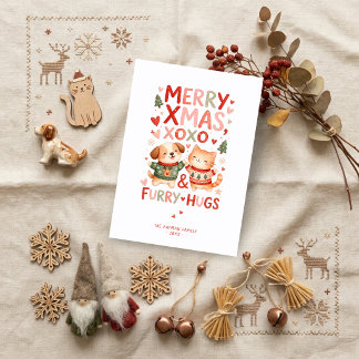 Adorable Fun Colourful Christmas Dogs & Cats TMF26 Holiday Card