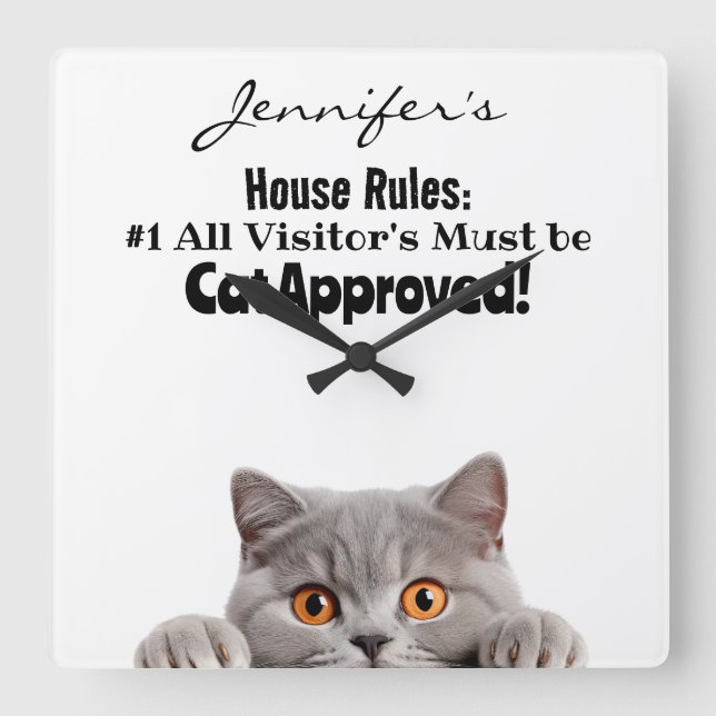 Adorable Funny Cat Wall Clock (Front)