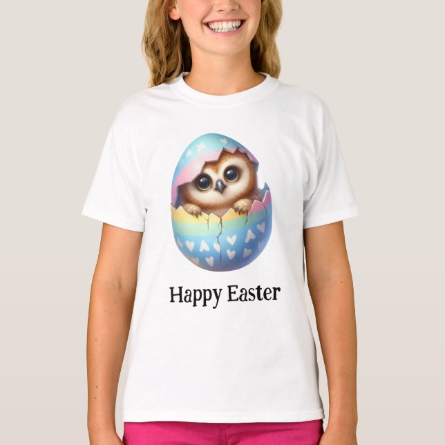 Adorable Funny Cute Easter Owl T-Shirt (Front)