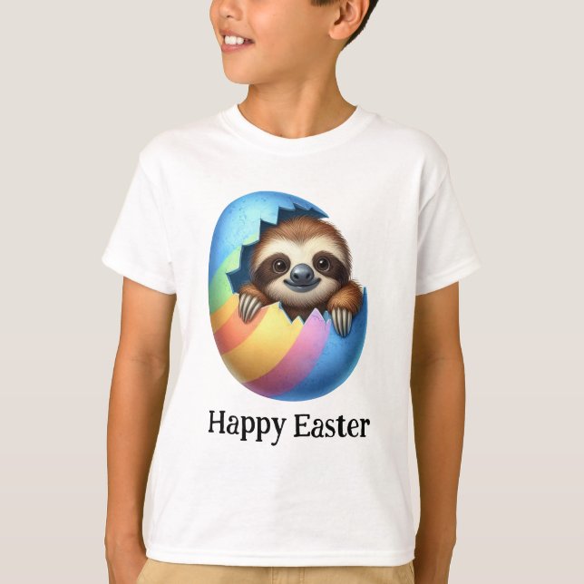 Adorable Funny Cute Easter Sloth T-Shirt (Front)