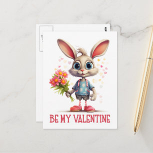 Adorable Funny Cute Valentine Rabbit Postcard