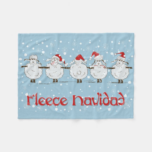 Adorable FUNNY Fleece Navidad Christmas Sheep (Front (Horizontal))