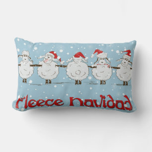 Adorable FUNNY Fleece Navidad Christmas Sheep Lumbar Pillow