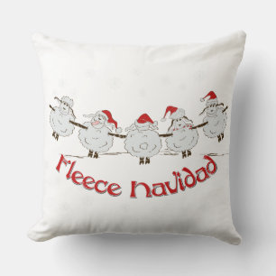 Adorable FUNNY Fleece Navidad Christmas Sheep Throw Pillow