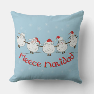 Adorable FUNNY Fleece Navidad Christmas Sheep Throw Pillow
