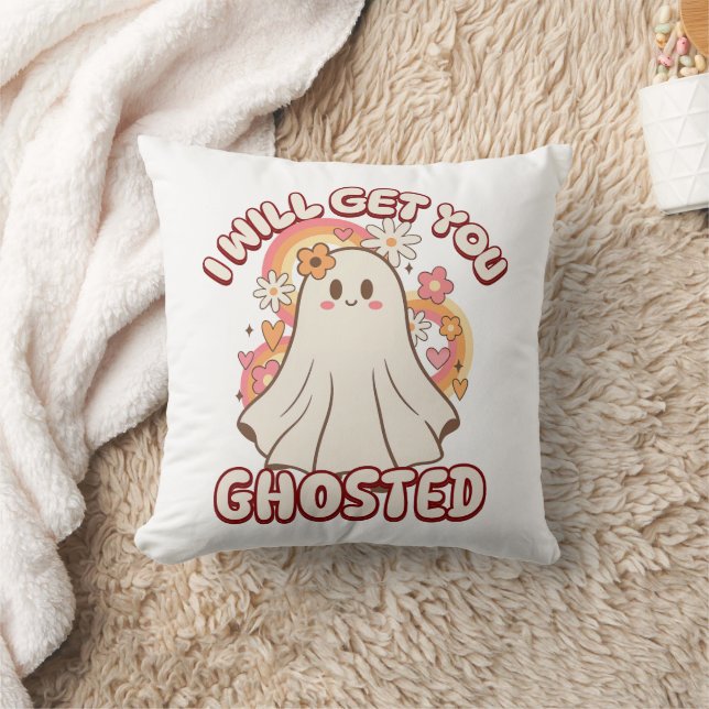 Adorable Funny Ghost – Cute Valentine Ghost Throw Pillow (Blanket)