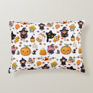 Adorable Funny Kawaii Halloween Pattern  Accent Pillow