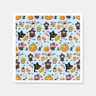 Adorable Funny Kawaii Halloween Pattern  Napkin