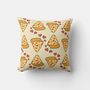 Adorable Funny laughing pizza pattern beige  Throw Pillow
