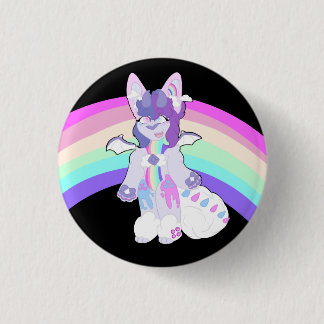 Adorable Furry Character Rainbow 1 Inch Round Button
