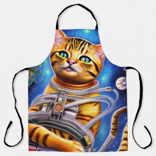 Adorable Futuristic Astronaut Cat Apron