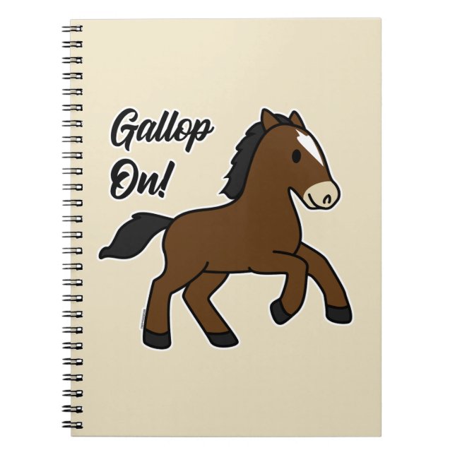 Adorable Gallop On! Happy Foal Kawaii Horse Design Notebook (Front)