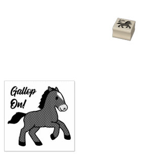 Adorable Gallop On! Happy Foal Kawaii Horse Design Rubber Stamp
