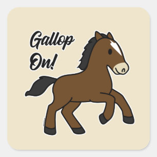 Adorable Gallop On! Happy Foal Kawaii Horse Design Square Sticker