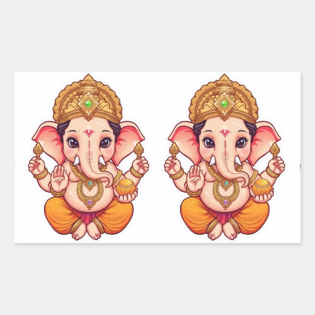 Adorable Ganpati Bappa – Chibi Style Ganesha with  Sticker (Front)