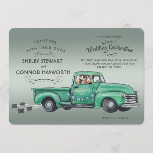 Adorable German Shepherd in Vintage Pickup Truck Invitation