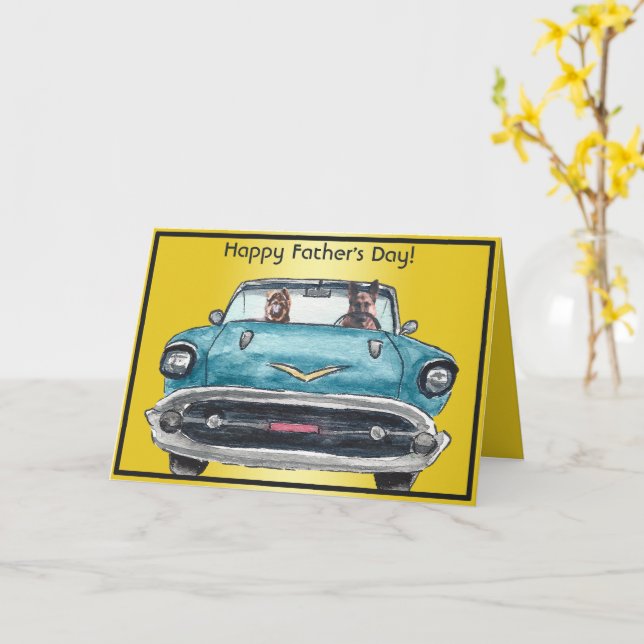 Adorable German Shepherd Watercolor Father's Day Card (Yellow Flower)