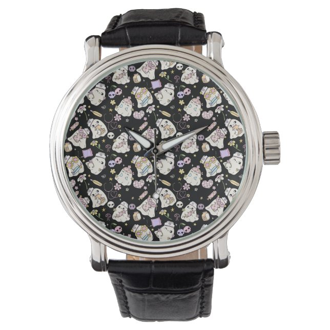 Adorable Ghost Cartoon Design Watch (Front)