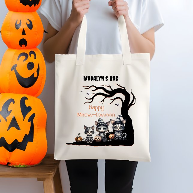 Adorable Ghost Halloween Kittens Trick or Treat  Tote Bag (Creator Uploaded)
