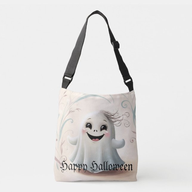 Adorable Ghostly Friend Halloween DesignTote Crossbody Bag (Front)