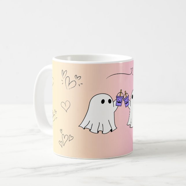 Adorable Ghosts Coffee Mug – Perfect for Halloween (Front Left)