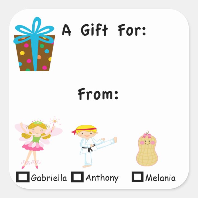 Adorable Gift Tag With Kids Names Sticker (Front)