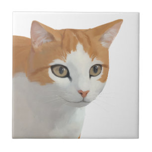 Adorable Ginger Cat Art Tile
