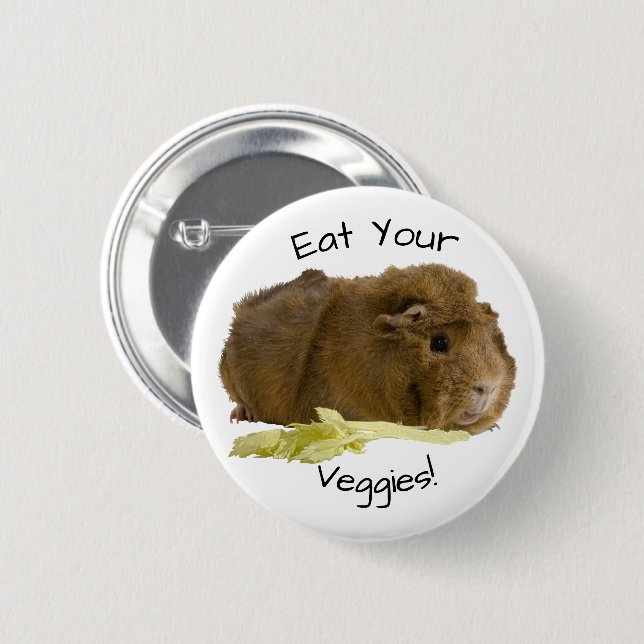 Adorable Ginger Guinea Pig Eating Celery Photo  2 Inch Round Button (Front & Back)