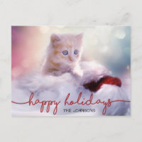 Adorable Ginger Kitten Cat Santa Hat Christmas