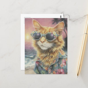 Adorable Ginger Kitty in Sunglasses Postcard