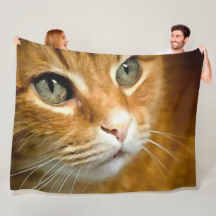 Adorable Ginger Tabby Cat Posing Pet Portrait Fleece Blanket