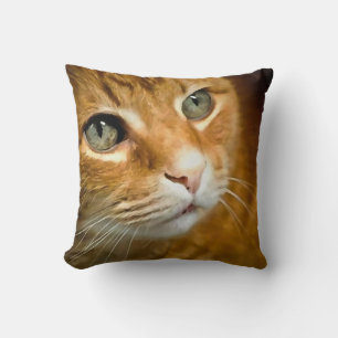 Adorable Ginger Tabby Cat Posing Pet Portrait Throw Pillow