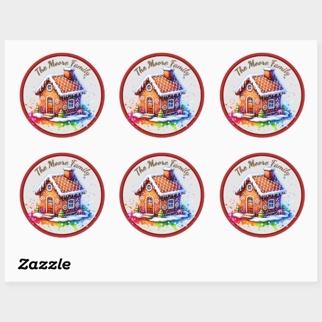 Adorable Gingerbread House Christmas Classic Round Sticker (Sheet)