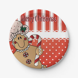 Adorable Gingerbread Man Christmas Fun Paper Plate