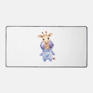 Adorable Giraffe Astronaut Illustration Classic T- Desk Mat