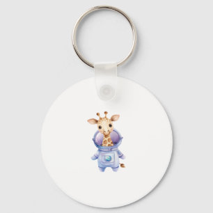 Adorable Giraffe Astronaut Illustration Classic T- Keychain