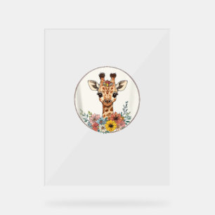 Adorable Giraffe Aux Fleurs