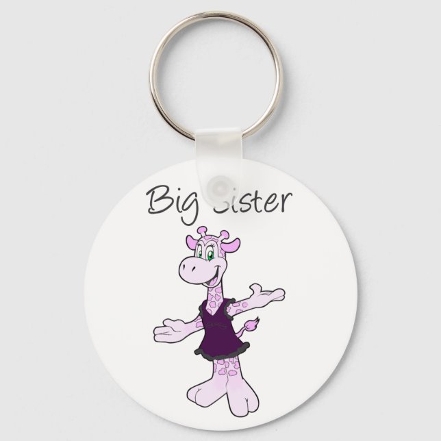 Adorable Giraffe Big Sister Keychain (Front)