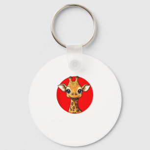 Adorable Giraffe Face Big Eyed Cartoon Art  Keychain