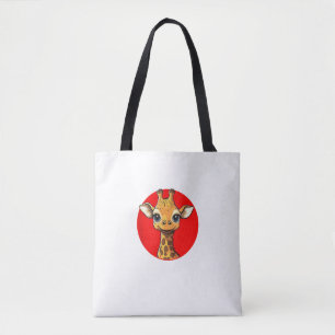 Adorable Giraffe Face Big Eyed Cartoon Art Tote Bag
