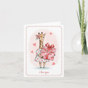 Adorable Giraffe Girl  Holiday Card