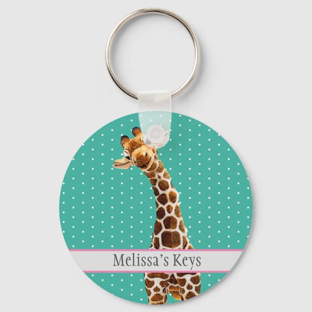 Adorable Giraffe Kid's Animal Cute Pretty Wild Keychain (Front)