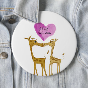 Adorable Giraffe Lovers  6 Inch Round Button