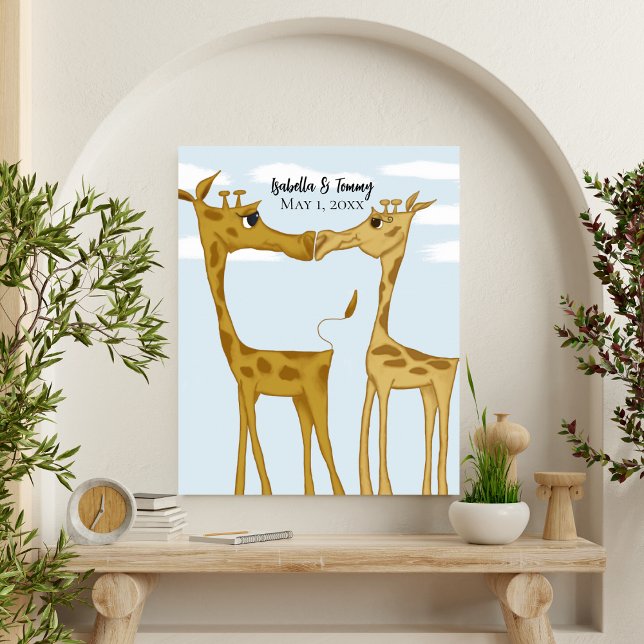 Adorable Giraffe Lovers  Canvas Print (Creator Uploaded)