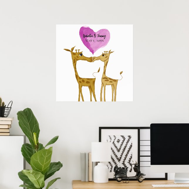 Adorable Giraffe Lovers Poster (Home Office)