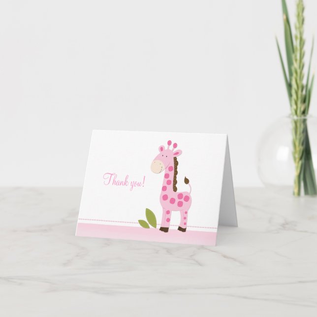 Adorable Giraffe Rose Plier Merci notes (Devant)