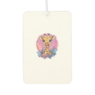 Adorable Giraffe Surrounded By Flowers _2 Air Freshener