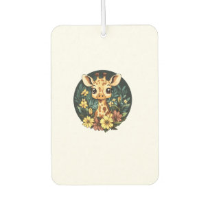 Adorable Giraffe Surrounded By Flowers _4 Air Freshener